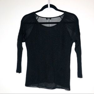 Versus Versace Black Sheer Knit 3/4 Sleeve Sweater 26 / 40 / Small Y2K 90s Style